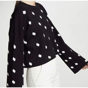 CURRENT / ELLIOTT  Weslan Sweater Women’s 3/L Polka Dots Black White‎ Crop